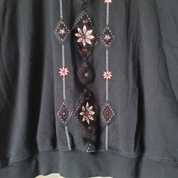 Alfred Dunner Vintage Embroidered Grandma Sweater Size XL Size Black - Picture 6 of 11